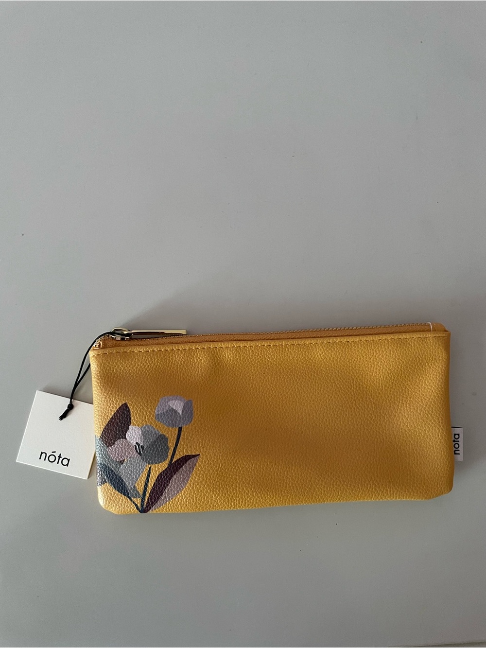 Yellow Floral Zip Pouch for Women